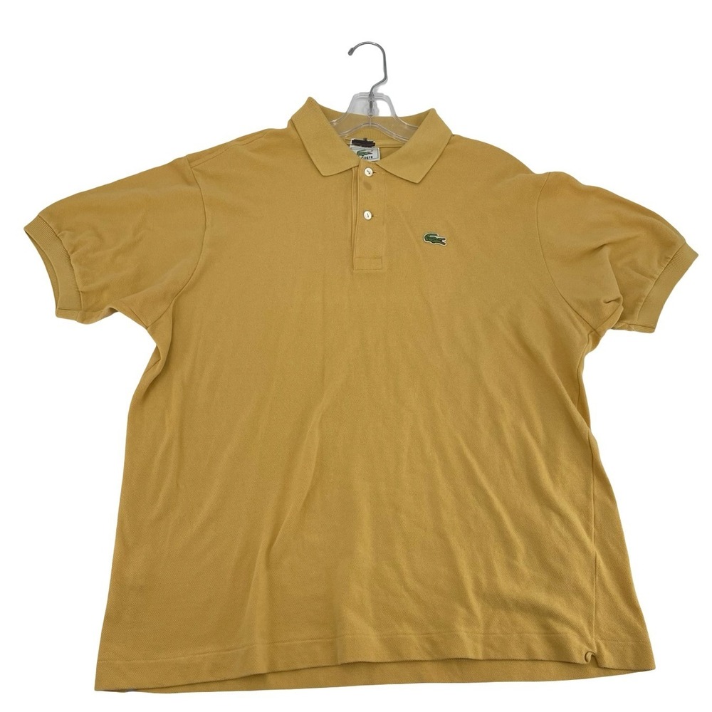 Lacoste Men's Polo Shirt Mustard Yellow Cotton Vintage 90s Size 7